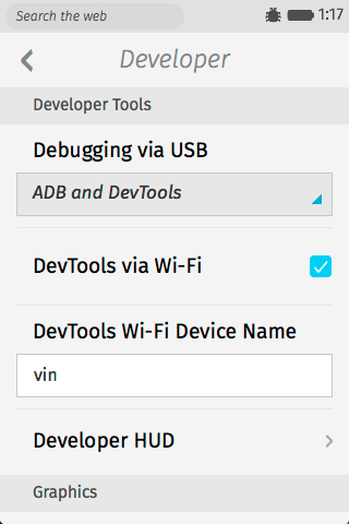 Firefox OS WiFi Debugging Options